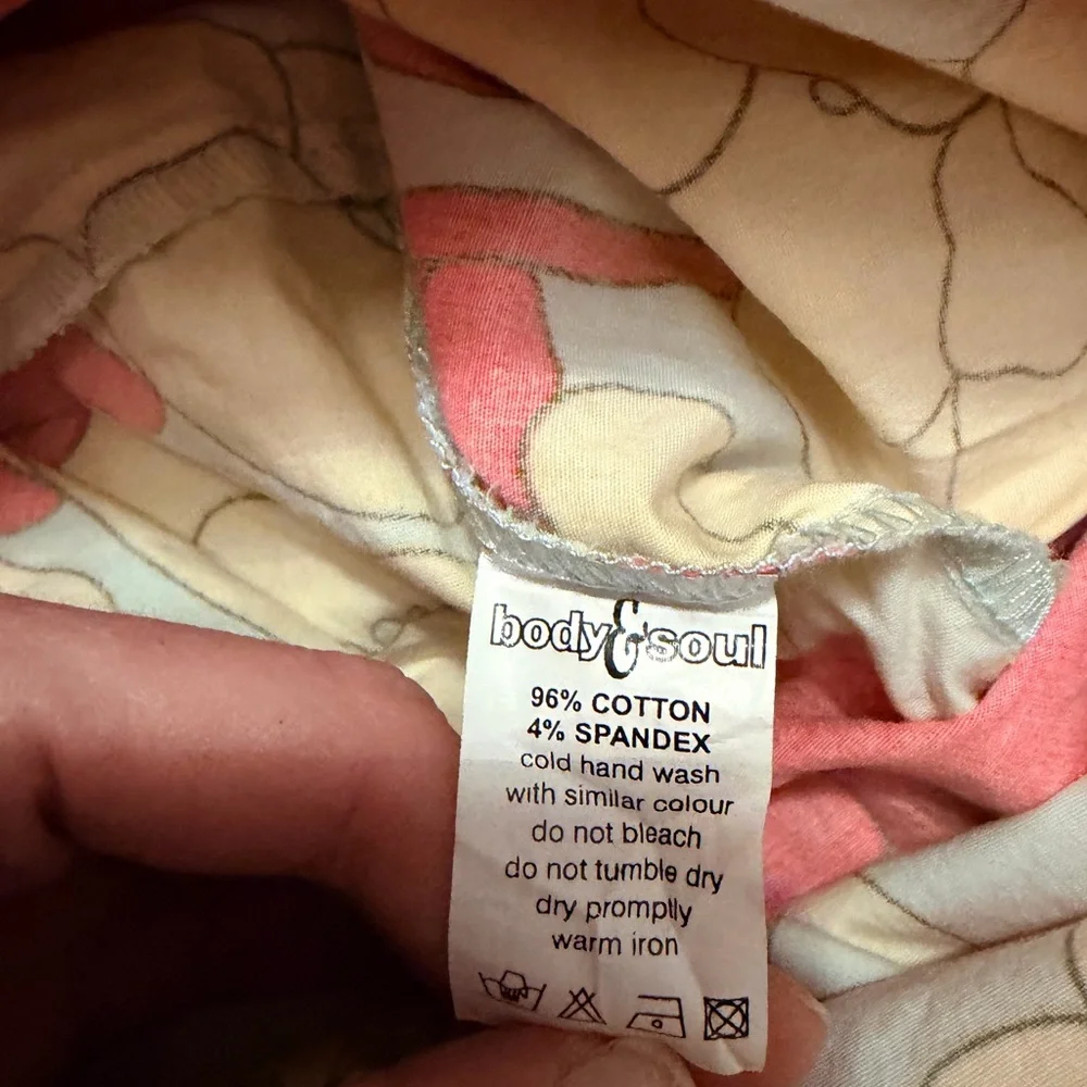 Body & Soul Pink Peach Floral Cotton Spandex Stretchy Summer Dress Size S - Picture 4 of 4